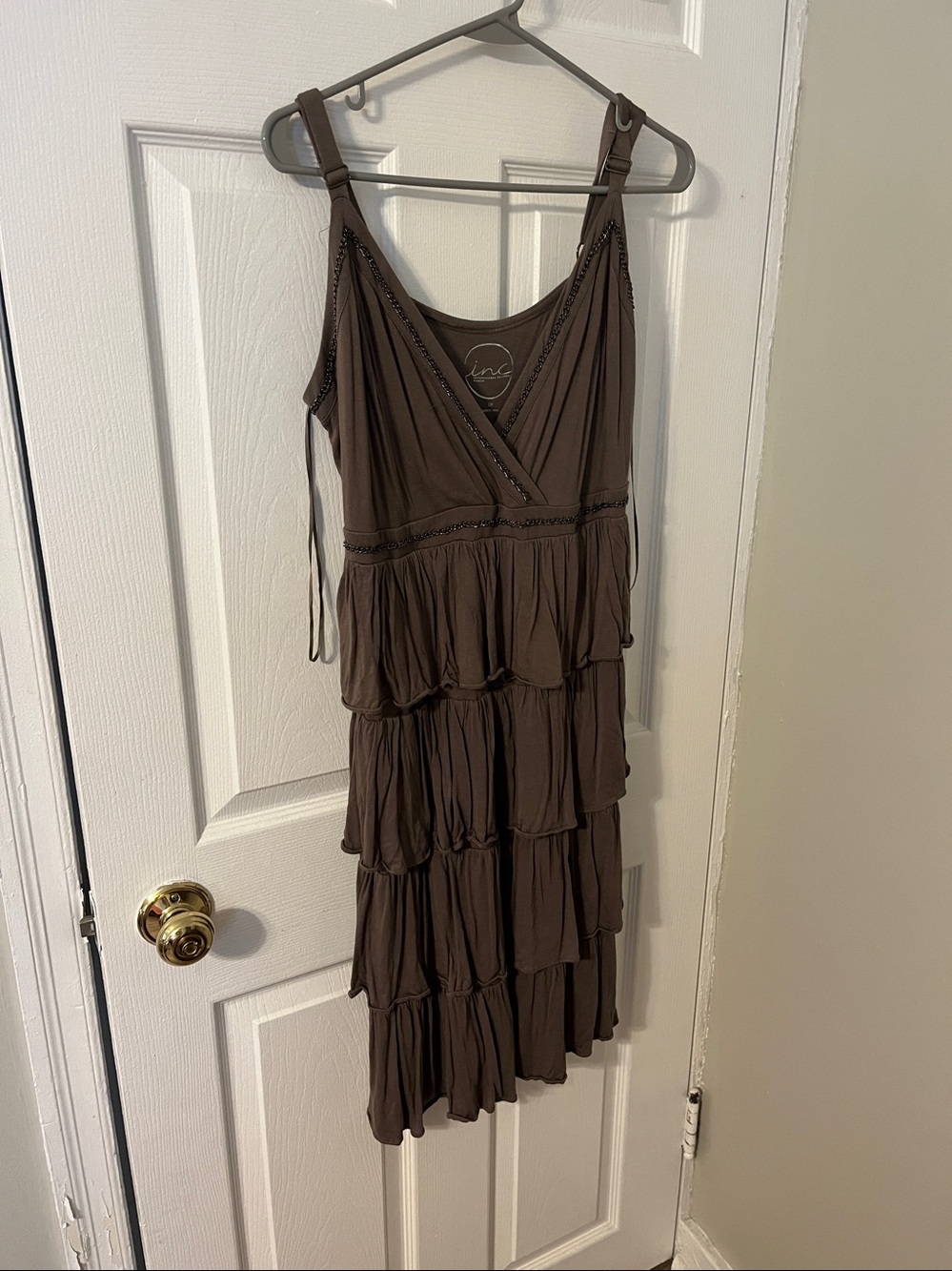 INC International Concepts Brown Tiered Maxi Dress
